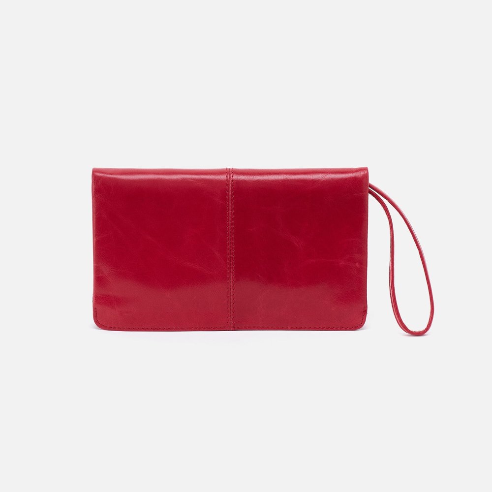 Hobo | Evolve Wristlet in Polished Leather - Claret