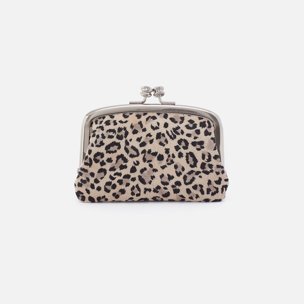 Hobo | Cora Frame Card Holder in Printed Leather - Mini Leopard