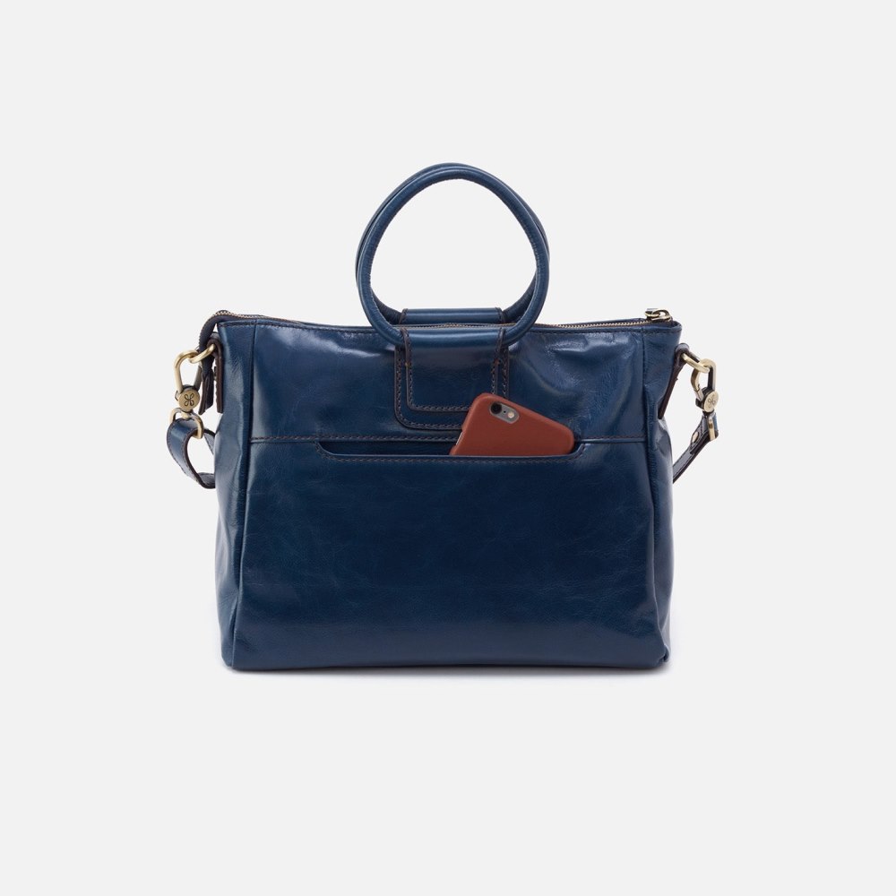 Hobo | Sheila Medium Satchel in Polished Leather - Denim