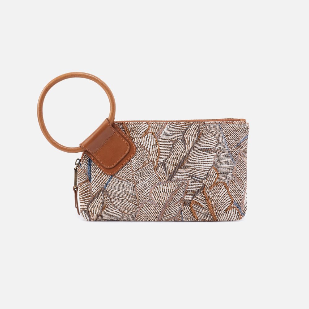 Hobo | Sable Wristlet in Tapestry Fabric With Leather Trim - Feather Tapestry - Click Image to Close