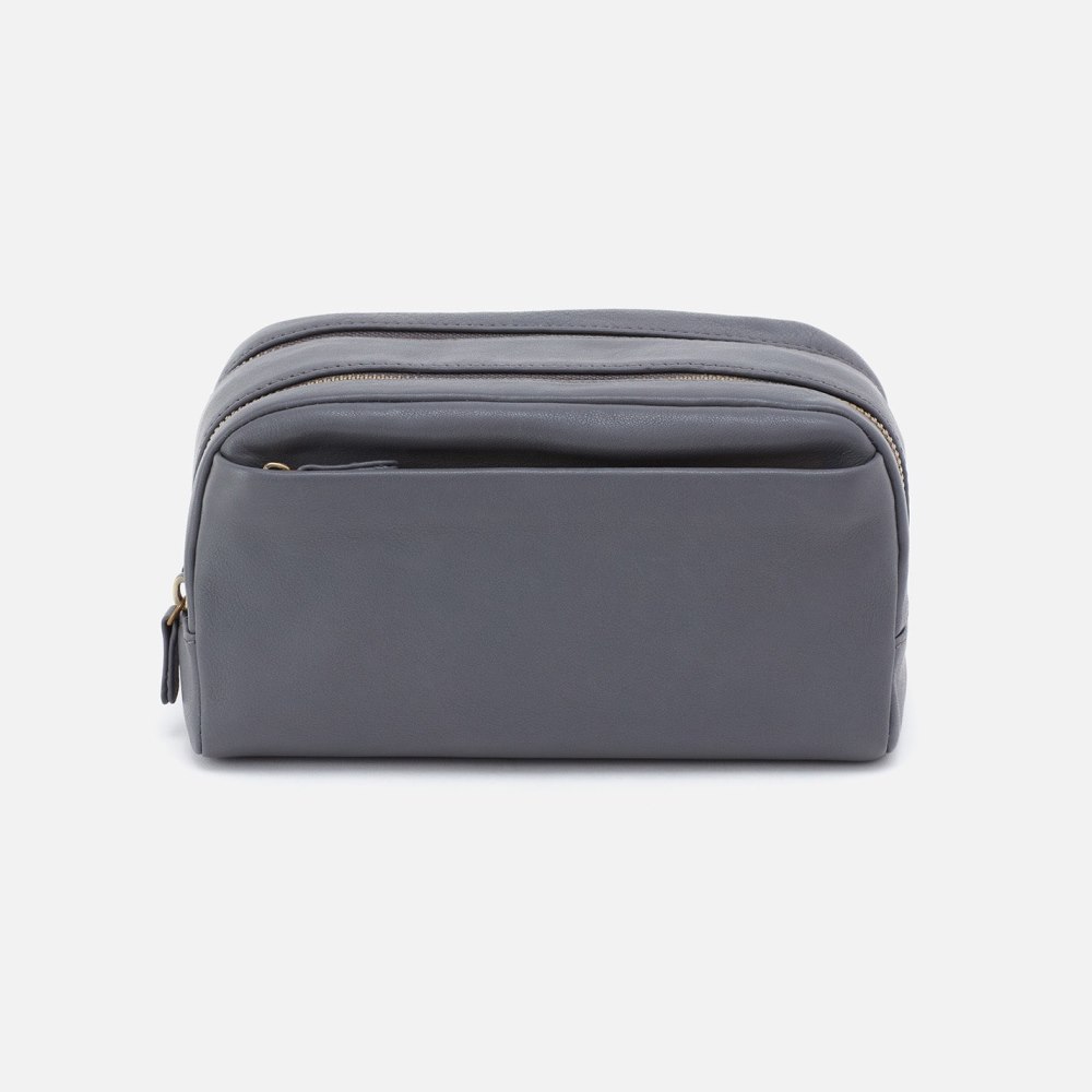 Hobo | Men's Travel Kit in Silk Napa Leather - Grey