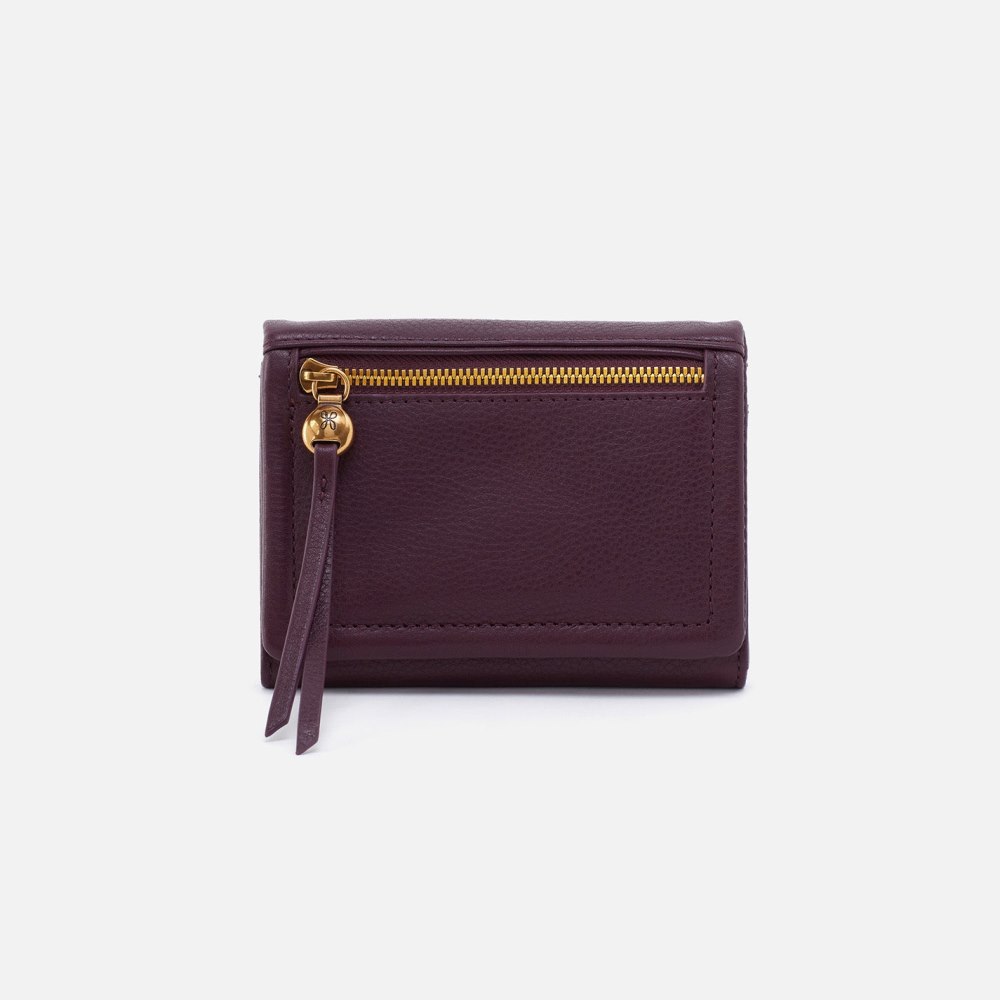 Hobo | Lumen Medium Bifold Compact Wallet in Pebbled Leather - Ruby Wine