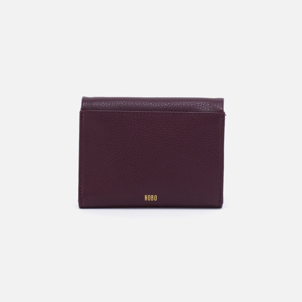 Hobo | Lumen Medium Bifold Compact Wallet in Pebbled Leather - Ruby Wine