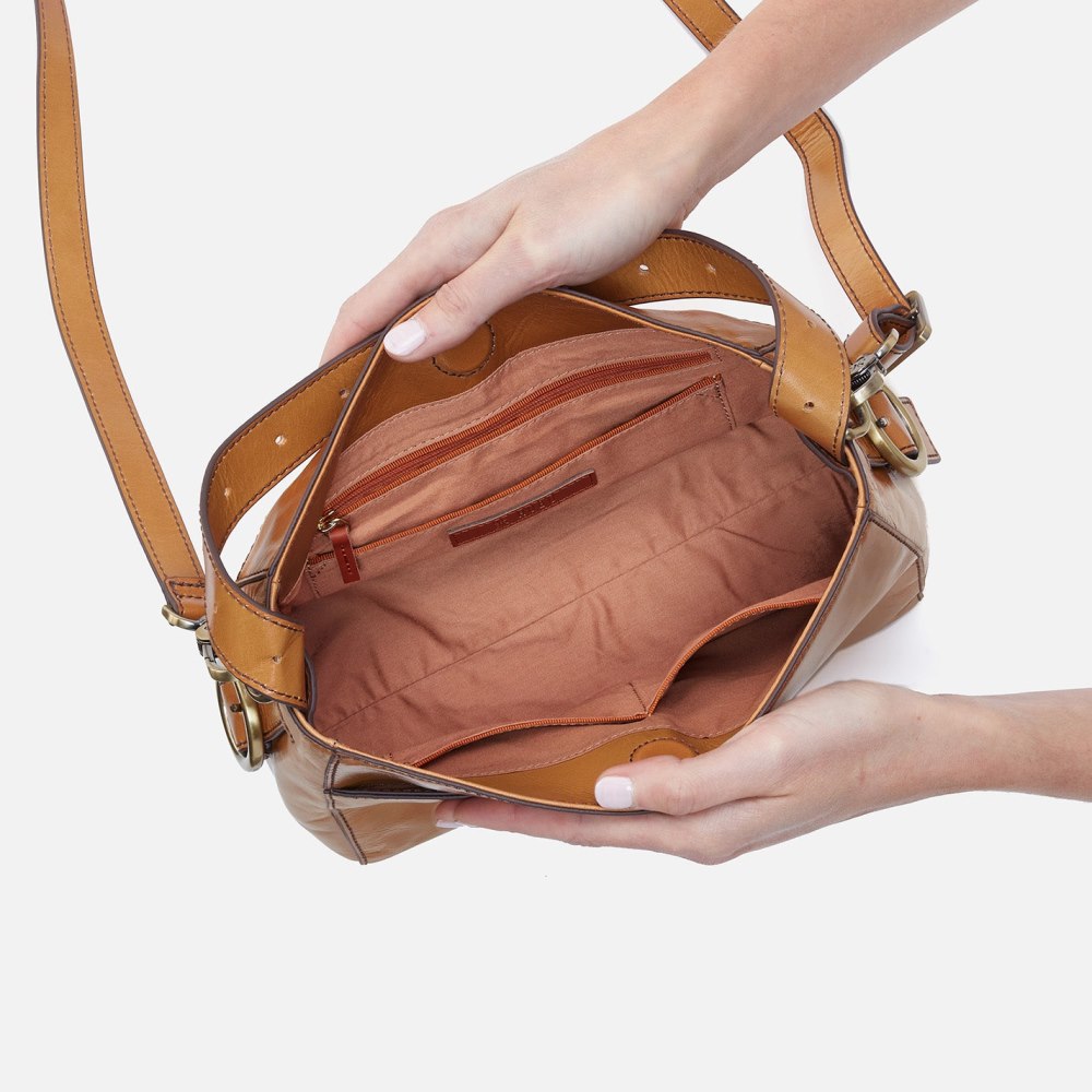 Hobo | Render Small Crossbody in Polished Leather - Natural