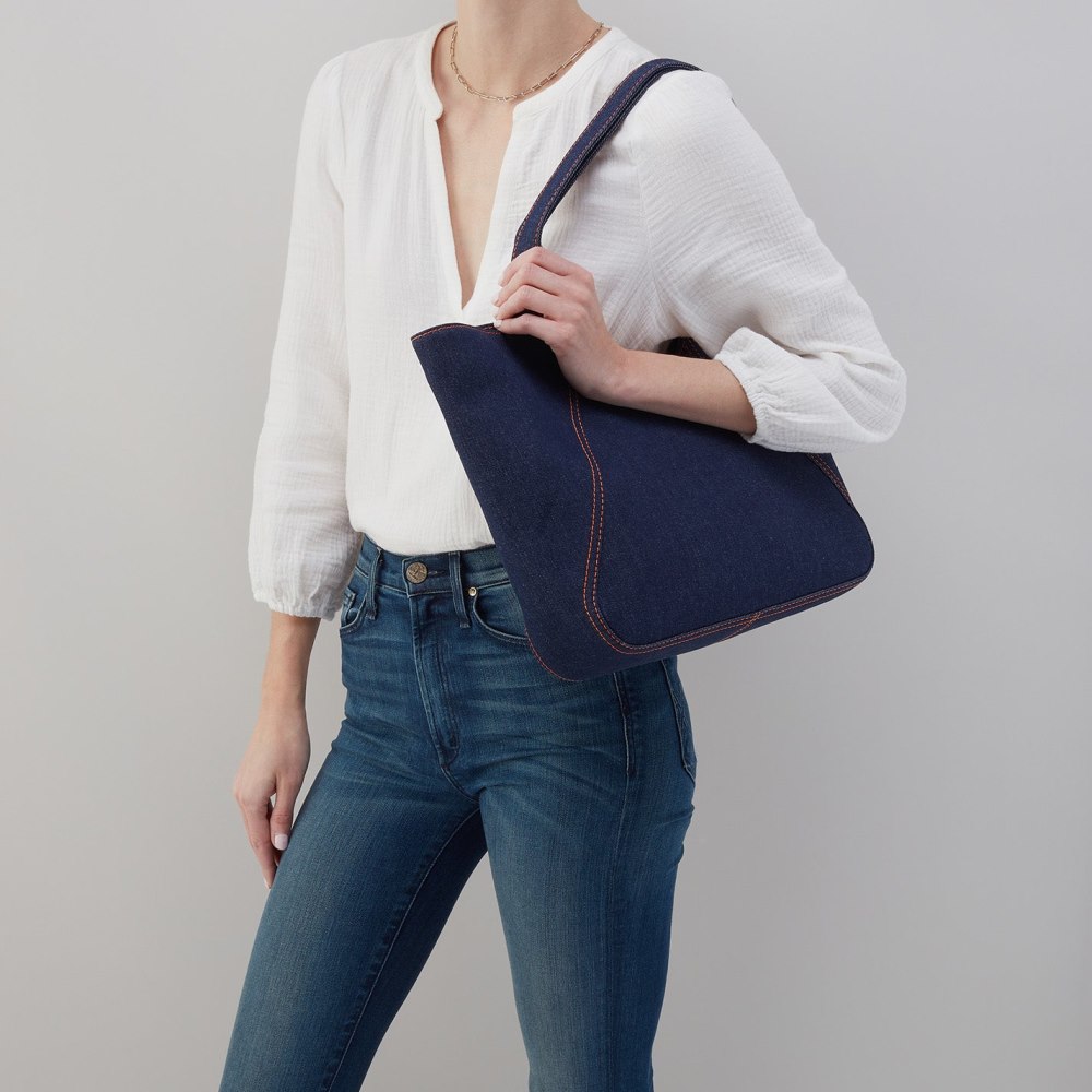 Hobo | Bellamy Medium Tote in Denim Fabric - Dark Denim