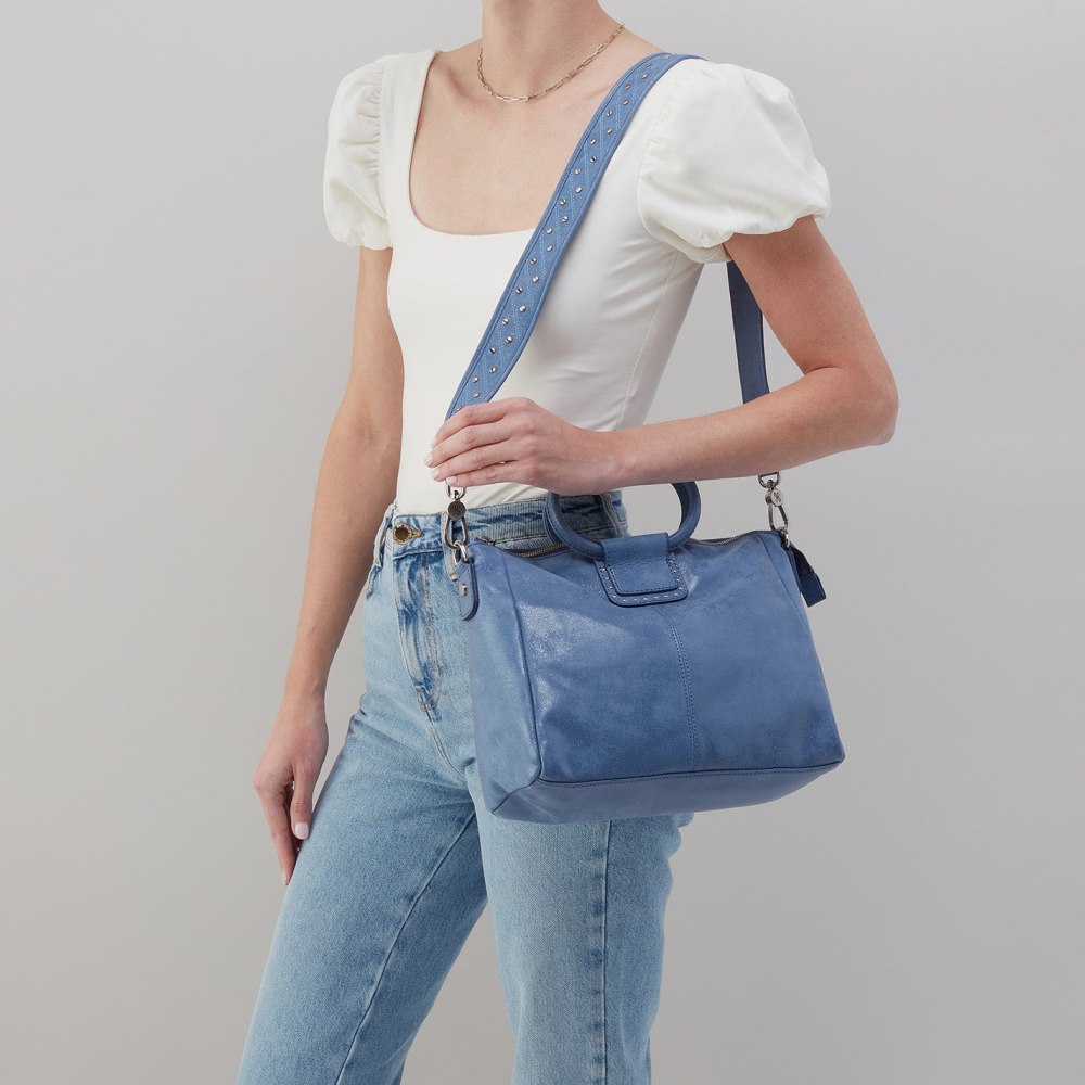 Hobo | Sheila Medium Satchel in Buffed Leather - Azure