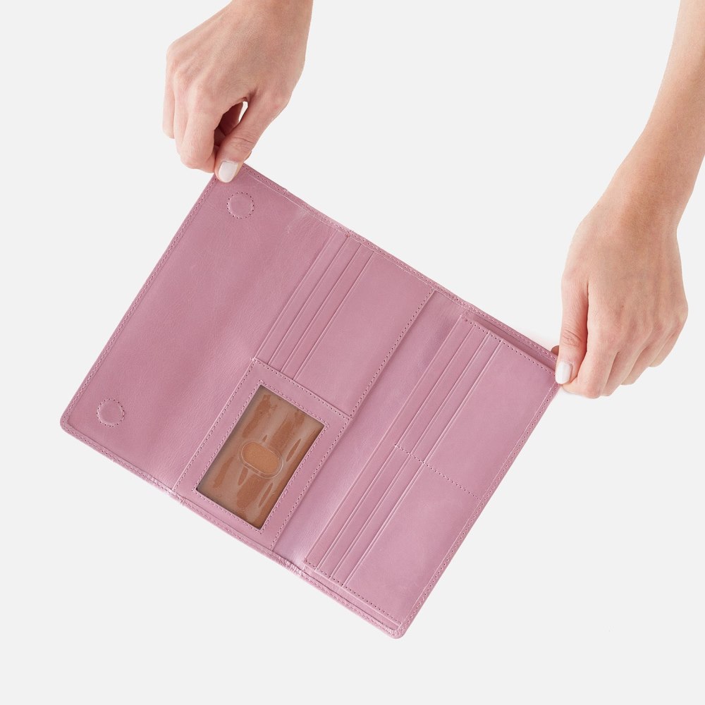 Hobo | Jill Large Trifold Wallet in Polished Leather - Lilac Rose