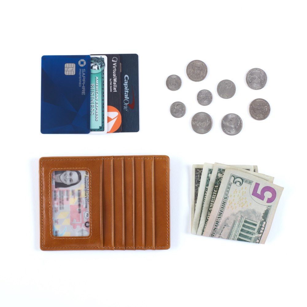 Hobo | Euro Slide Card Case in Polished Leather - Natural