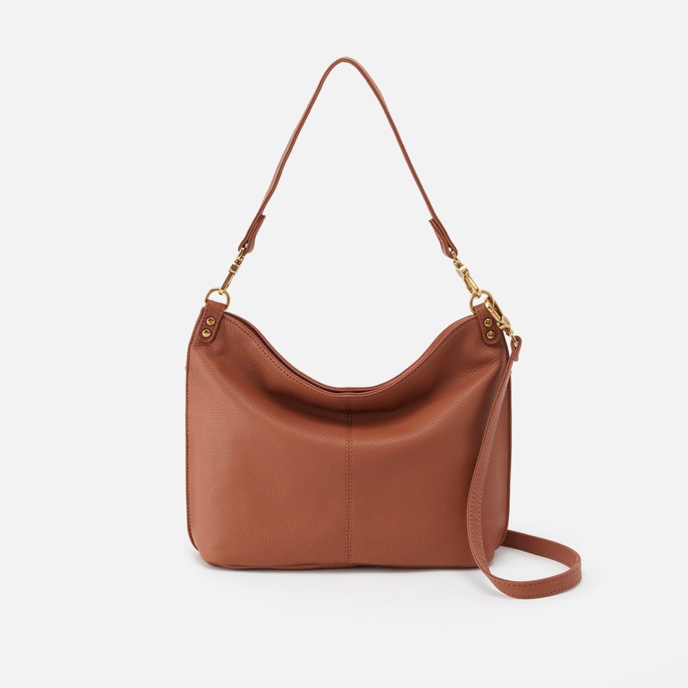 Hobo | Pier Shoulder Bag in Pebbled Leather - Cashew - Click Image to Close