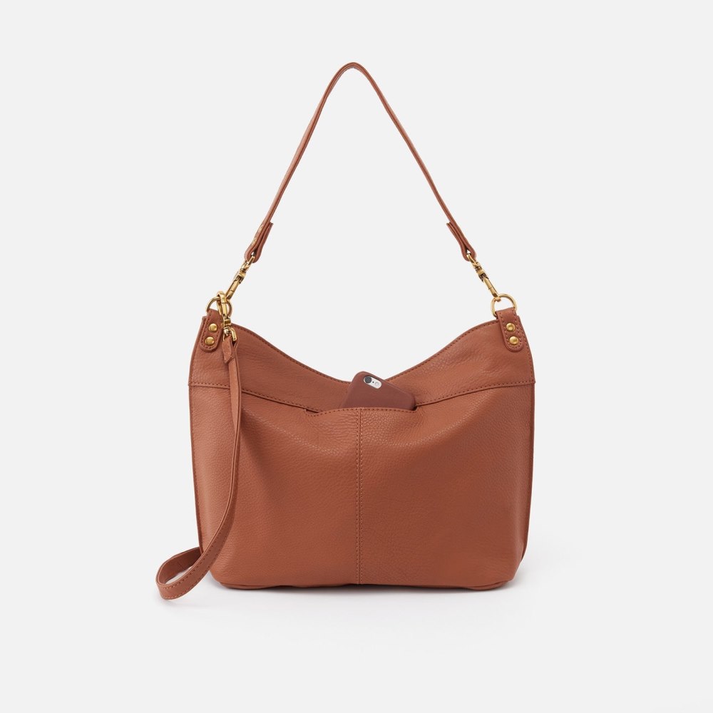 Hobo | Pier Shoulder Bag in Pebbled Leather - Cashew