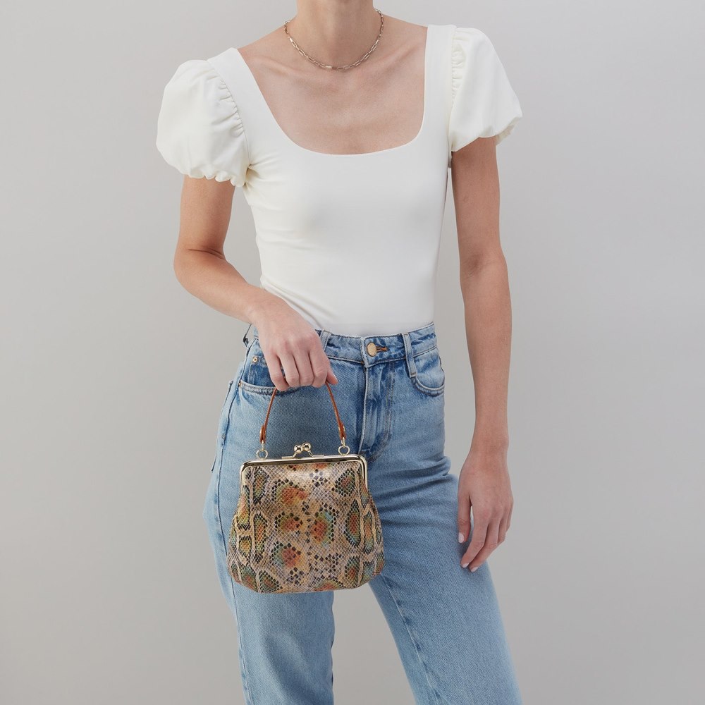 Hobo | Alba Crossbody in Printed Leather - Opal Snake Print