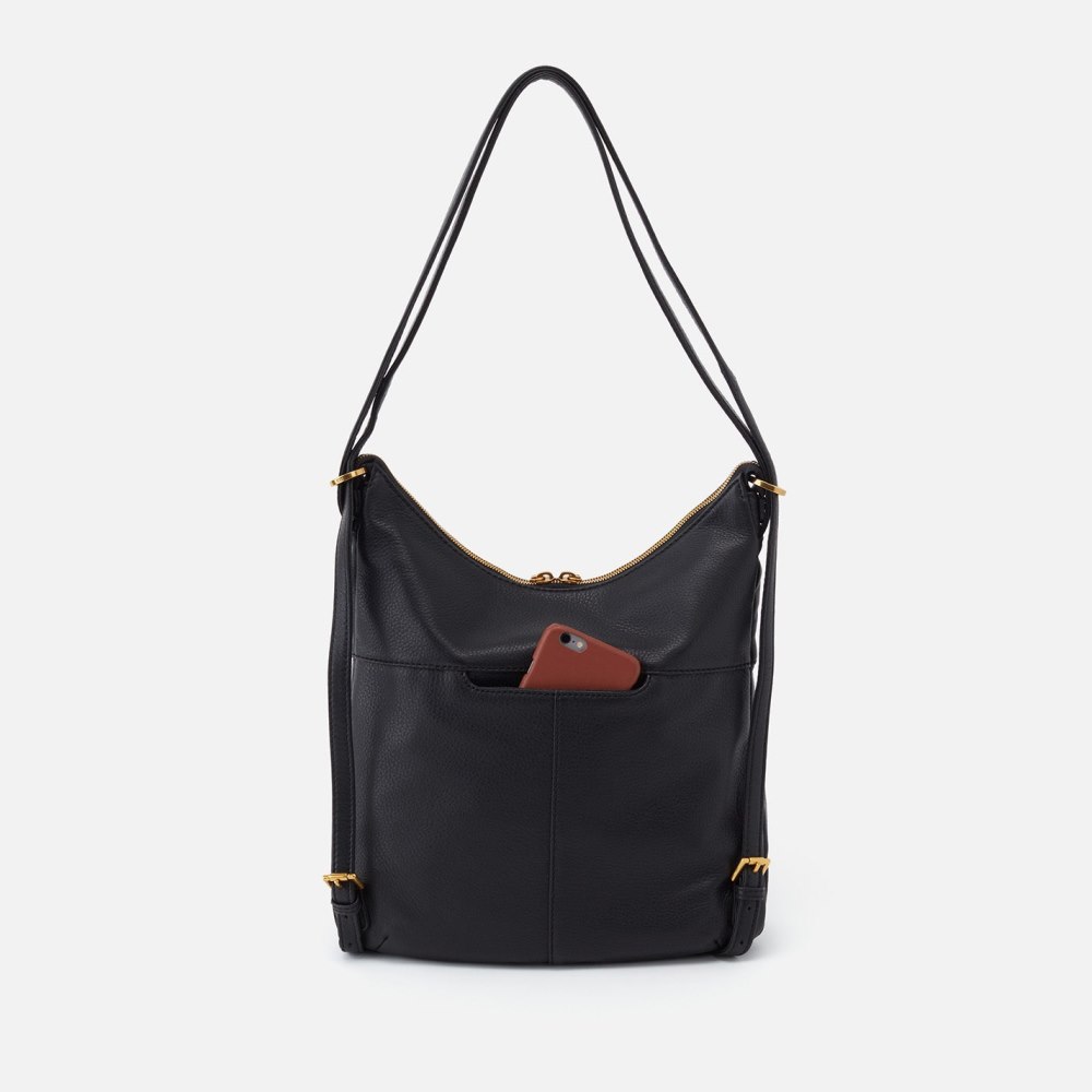 Hobo | Merrin Convertible Backpack in Pebbled Leather - Black