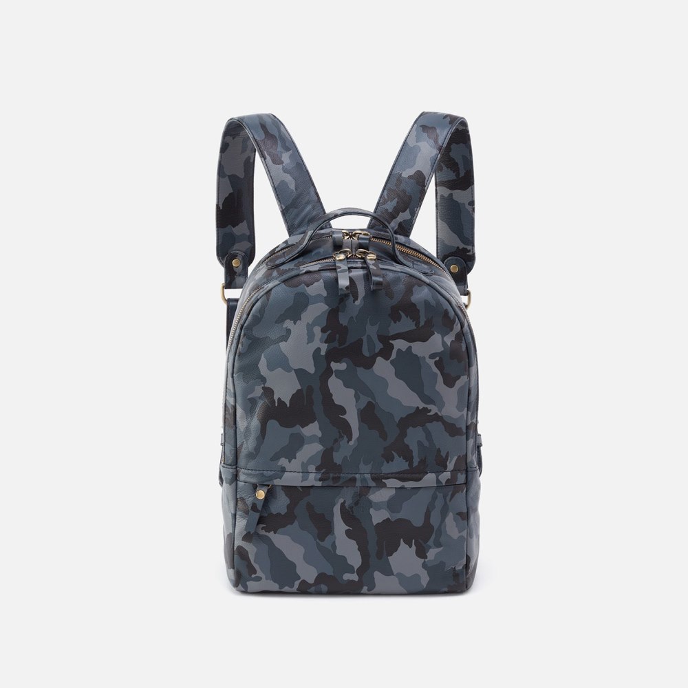 Hobo | Maddox Backpack in Silk Napa Leather - Blue Camo - Click Image to Close