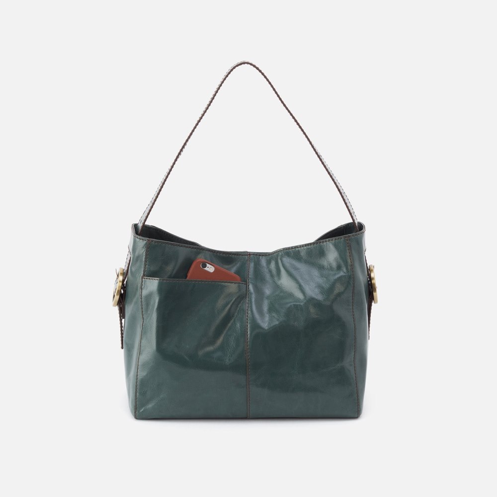 Hobo | Render Shoulder Bag in Polished Leather - Sage Leaf