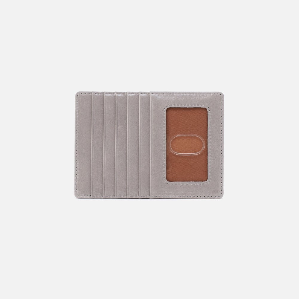 Hobo | Euro Slide Card Case in Polished Leather - Light Grey