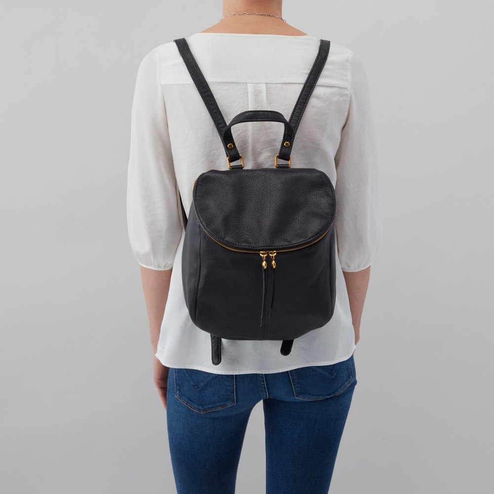 Hobo | River Backpack in Pebbled Leather - Black