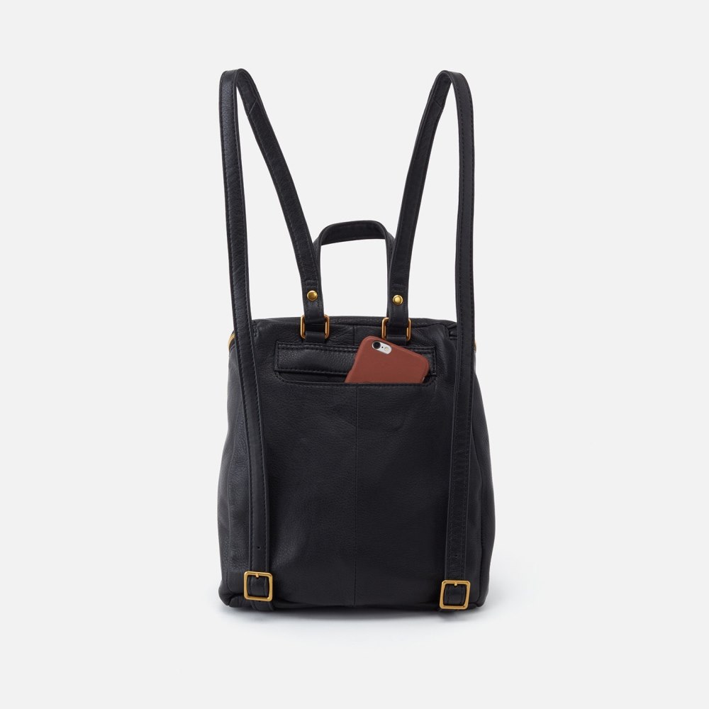 Hobo | River Backpack in Pebbled Leather - Black