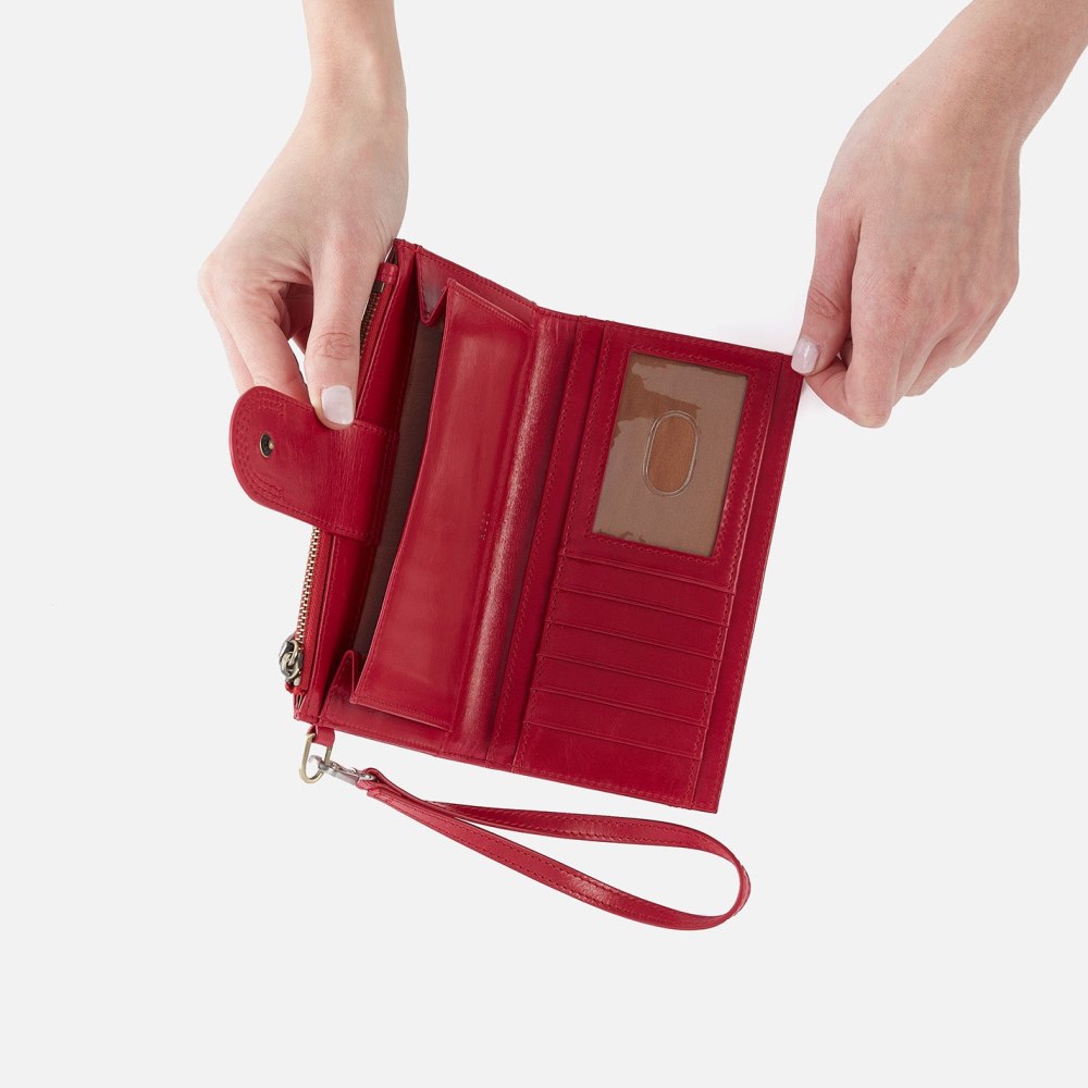 Hobo | Kali Phone Wallet in Polished Leather - Claret