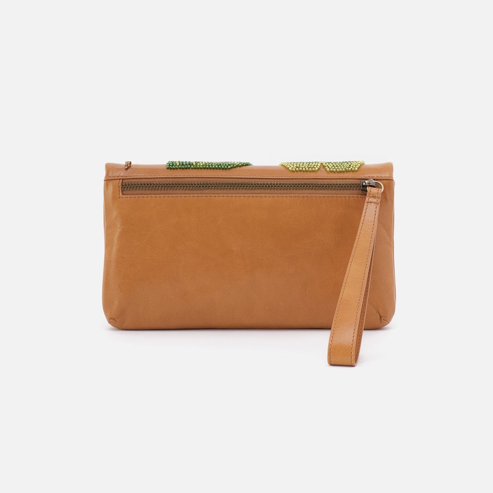 Hobo | Lauren Wristlet in Polished Leather With Beading - Natural