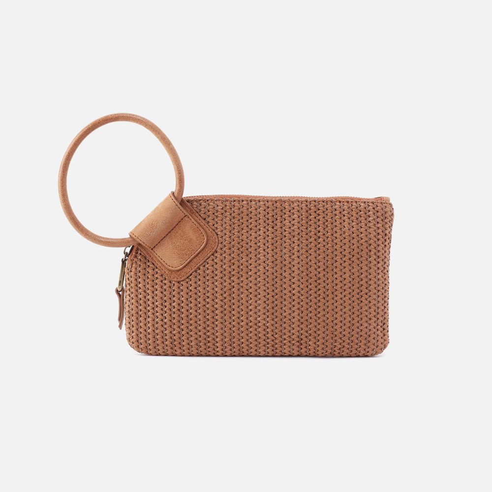 Hobo | Sable Wristlet in Raffia With Leather Trim - Sepia - Click Image to Close