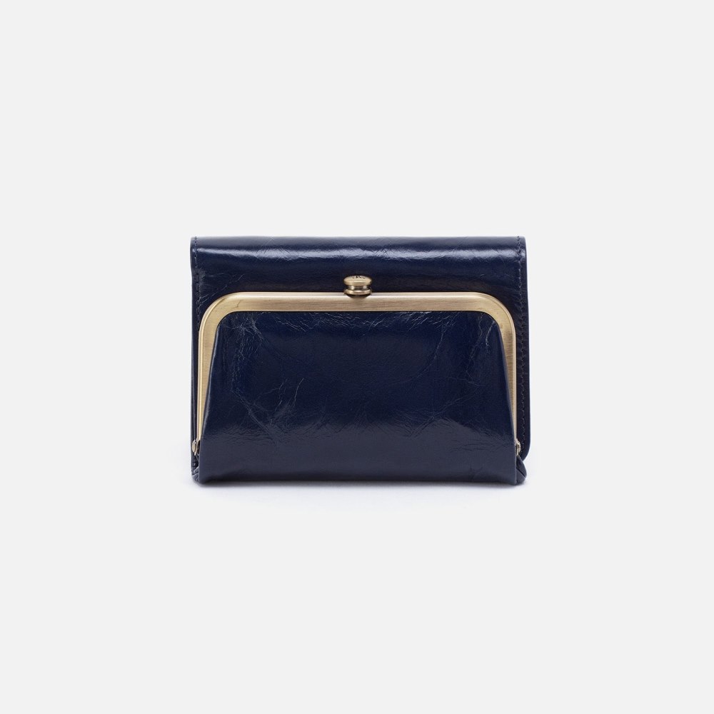 Hobo | Robin Compact Wallet in Polished Leather - Nightshade