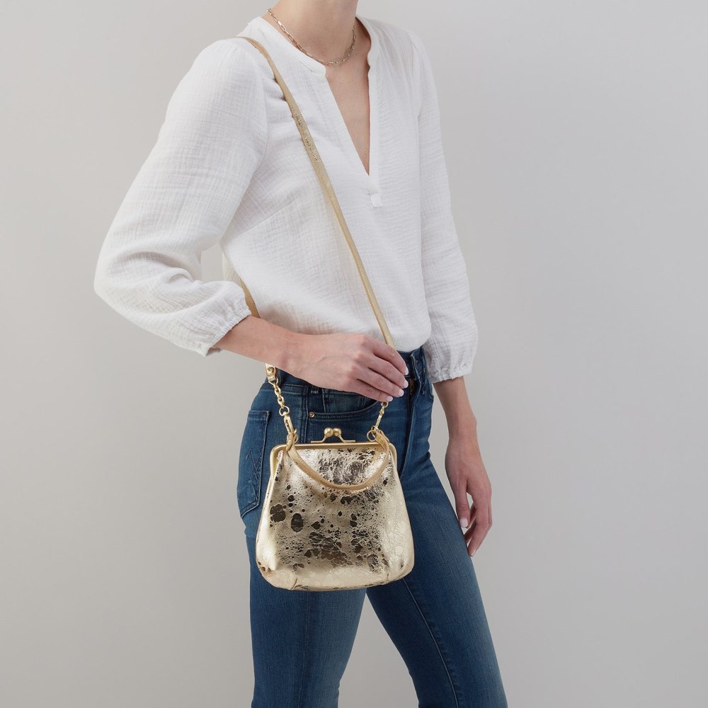 Hobo | Alba Crossbody in Metallic Leather - Gilded Marble