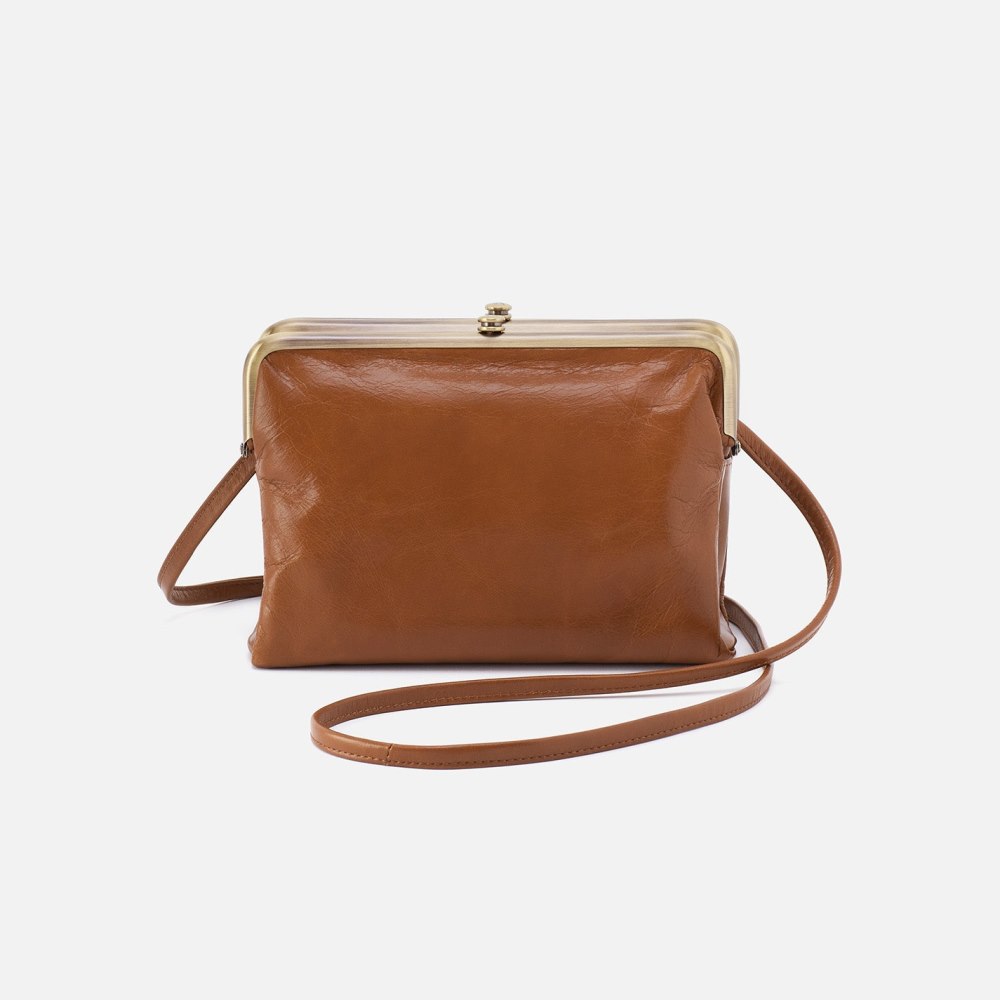 Hobo | Lauren Crossbody in Polished Leather - Truffle - Click Image to Close