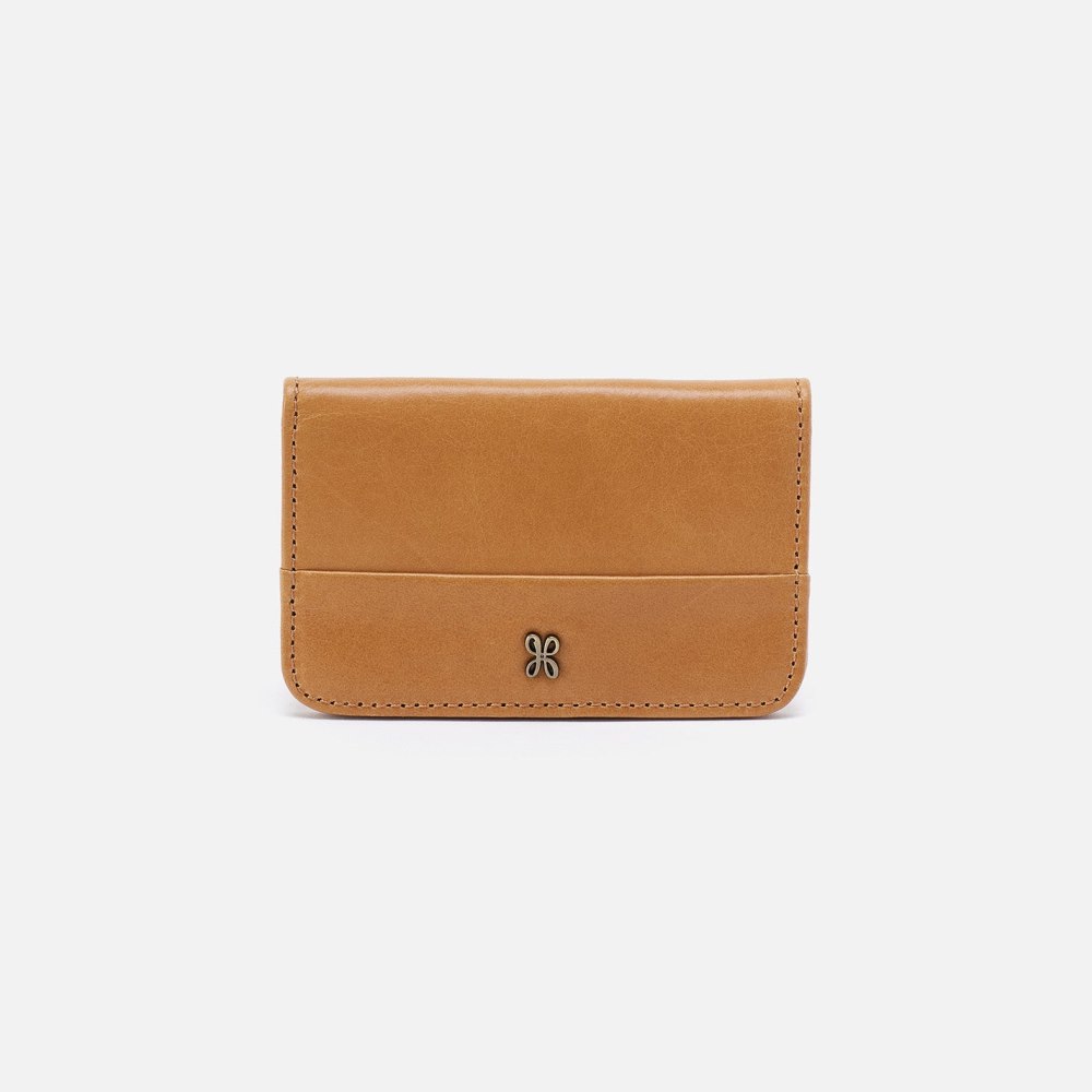 Hobo | Jill Mini Card Case in Polished Leather - Natural
