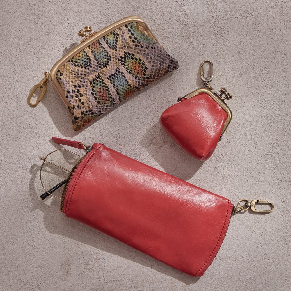 Hobo | Cheer Frame Pouch in Printed Leather - Opal Snake Print