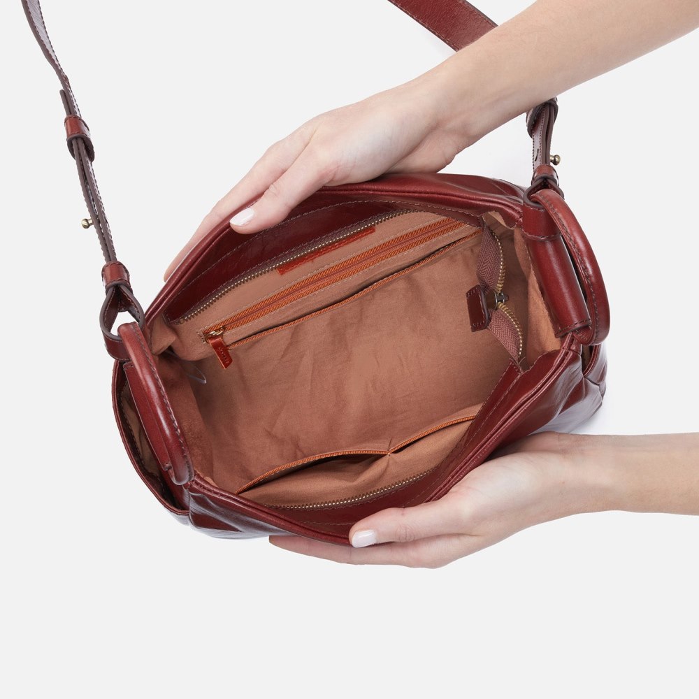 Hobo | Sheila Crossbody in Polished Leather - Henna