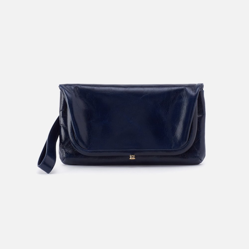 Hobo | Lauren Wristlet in Polished Leather - Nightshade - Click Image to Close