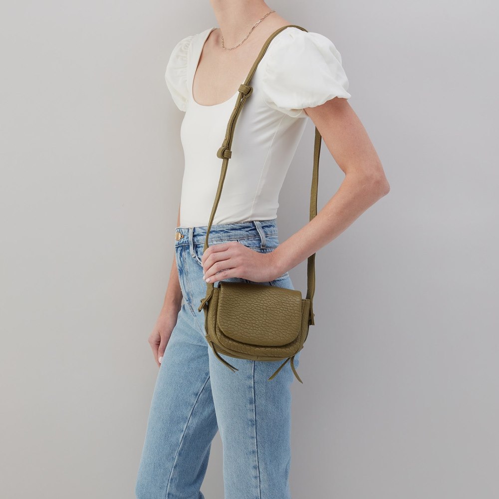 Hobo | Bonita Mini Messenger Crossbody in Bubble Pebbled Leather - Green