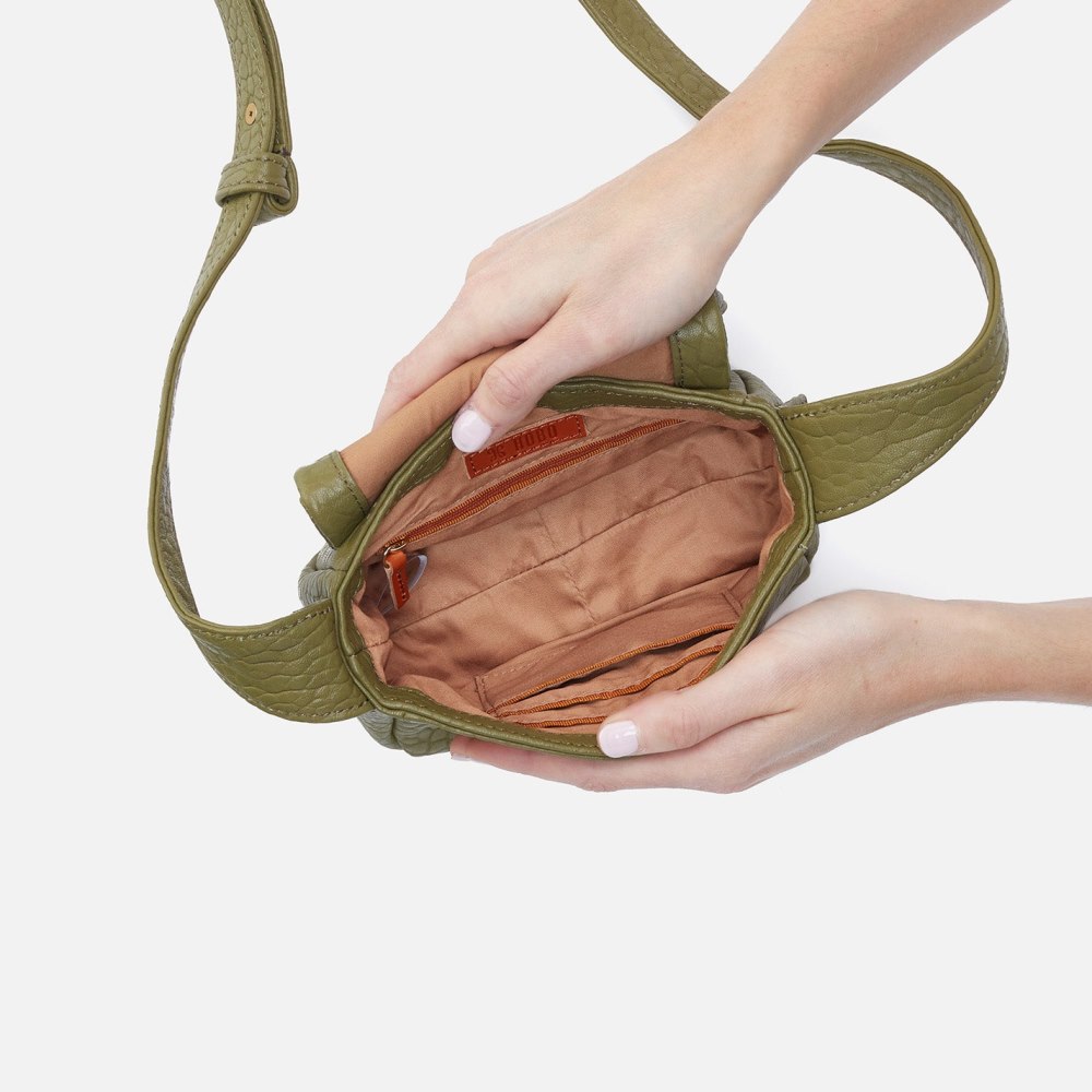 Hobo | Bonita Mini Messenger Crossbody in Bubble Pebbled Leather - Green