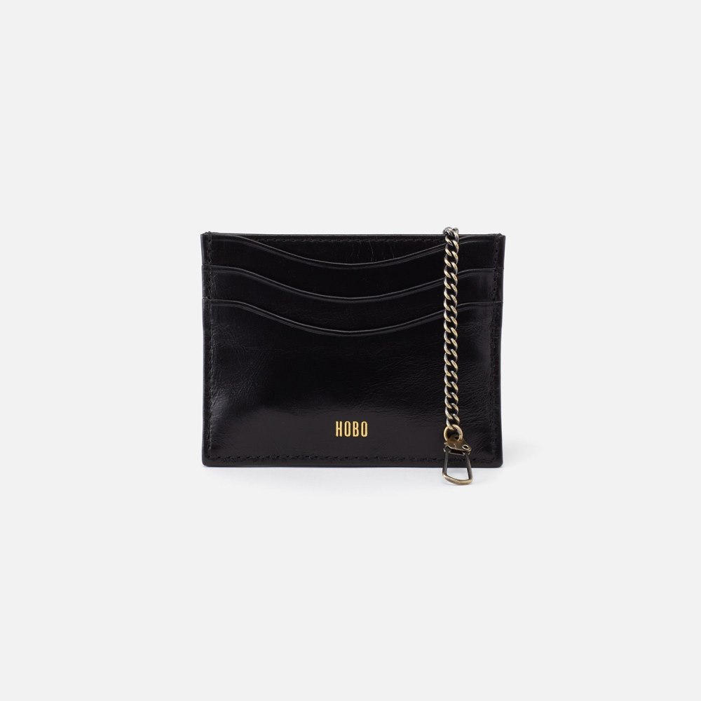 Hobo | Max Card Case in Polished Leather - Black