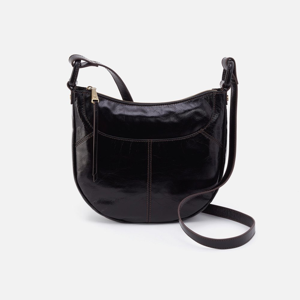 Hobo | Sheila Scoop Crossbody in Polished Leather - Black - Click Image to Close