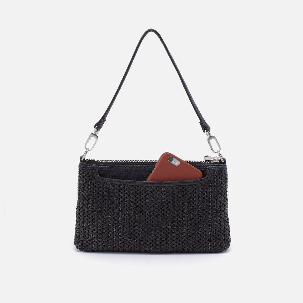 Hobo | Darcy Crossbody in Raffia With Leather Trim - Black