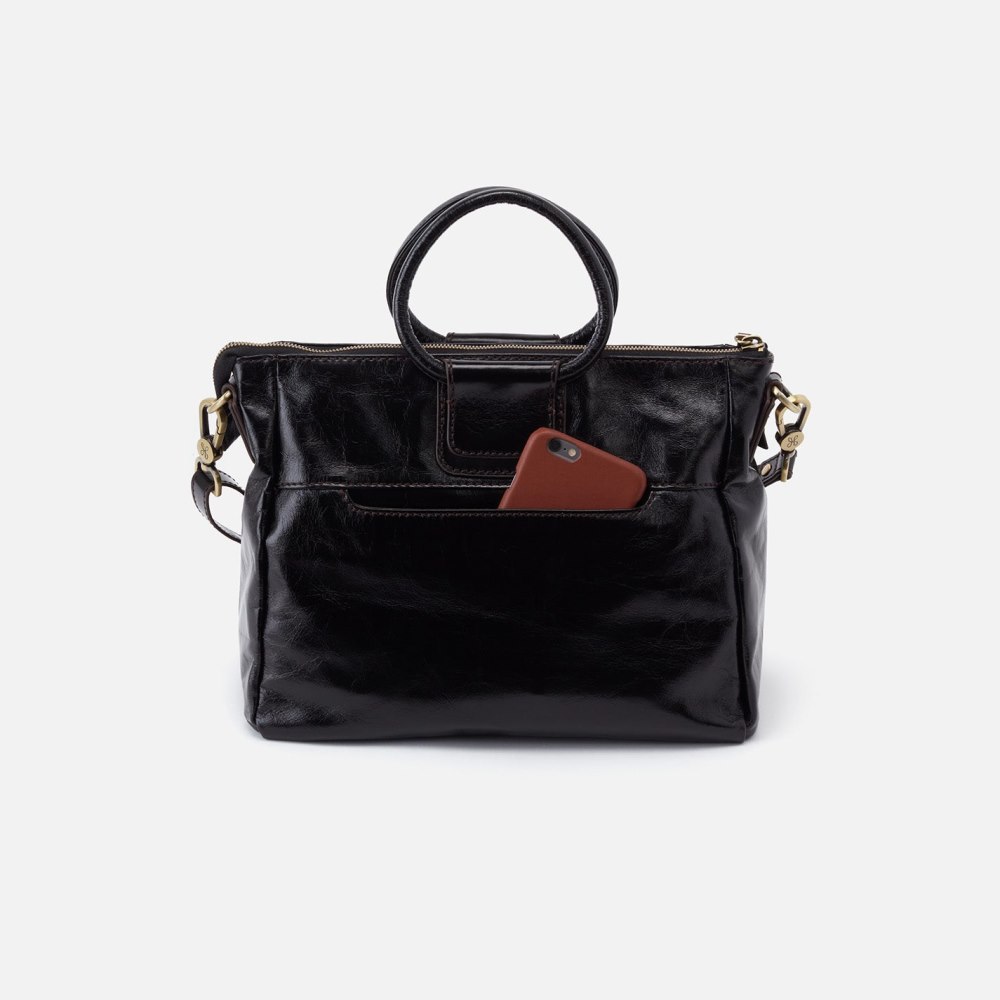 Hobo | Sheila Medium Satchel in Polished Leather - Black