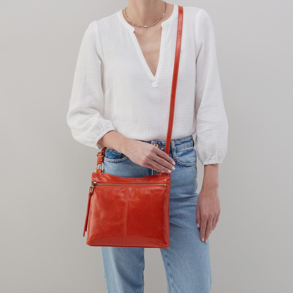 Hobo | Cambel Crossbody in Polished Leather - Marigold