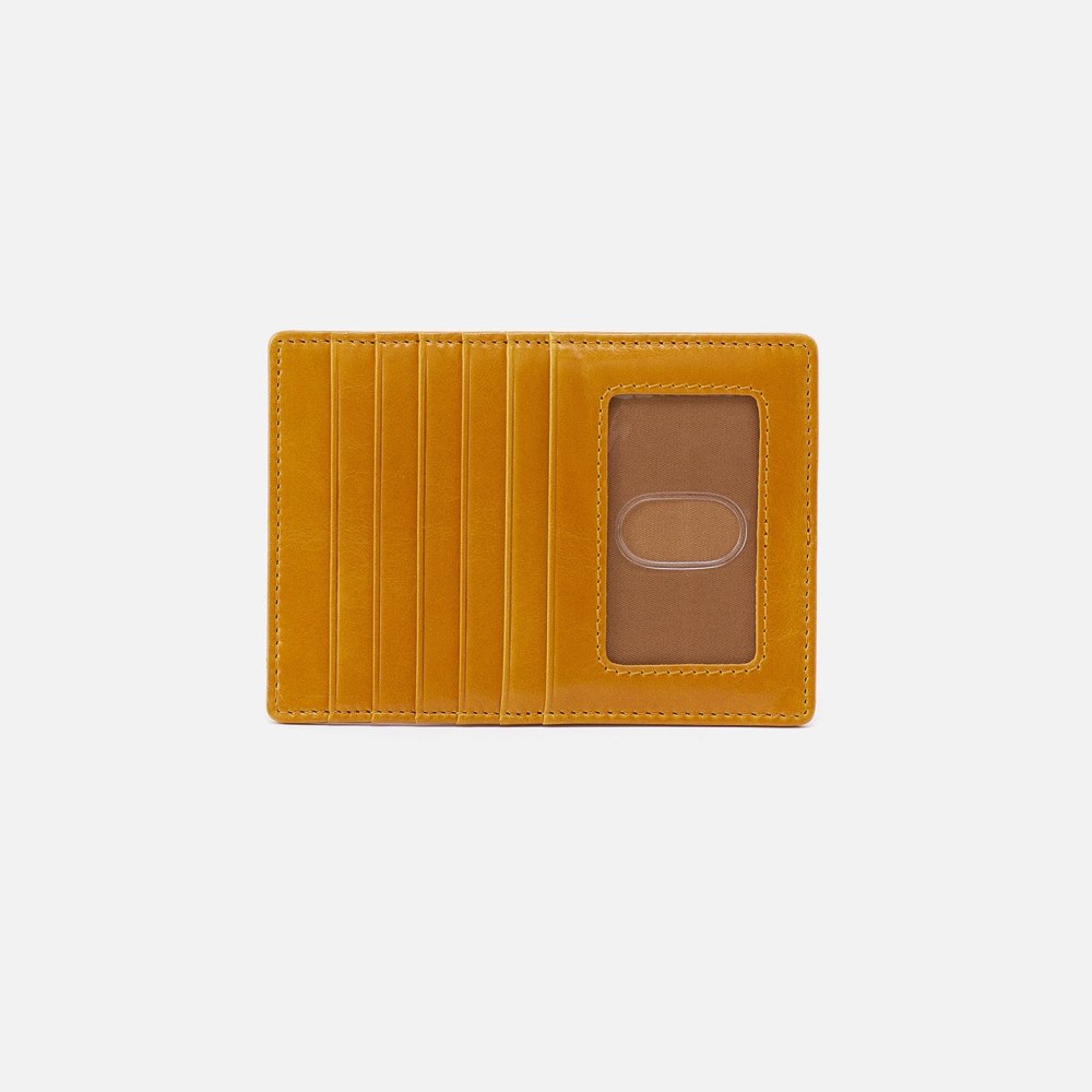 Hobo | Euro Slide Card Case in Polished Leather - Warm Amber