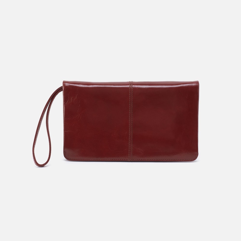 Hobo | Evolve Wristlet in Polished Leather - Henna