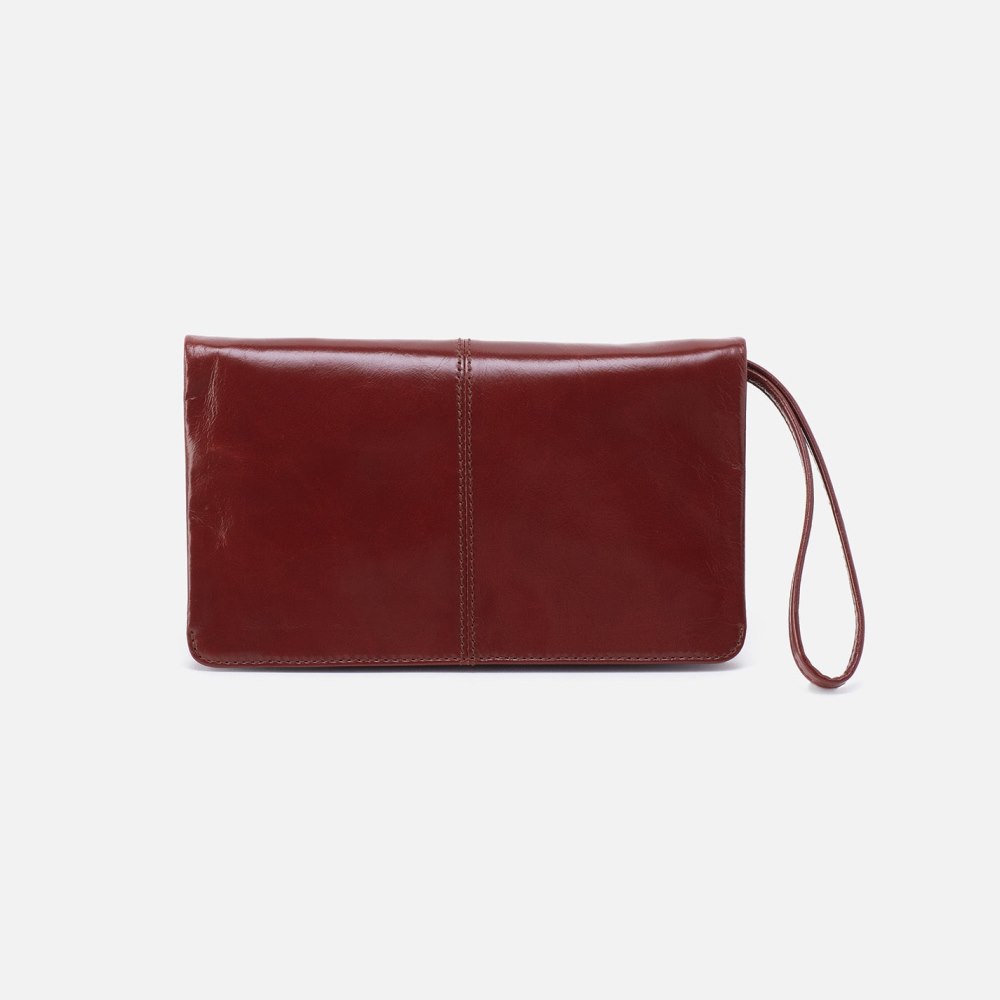 Hobo | Evolve Wristlet in Polished Leather - Henna