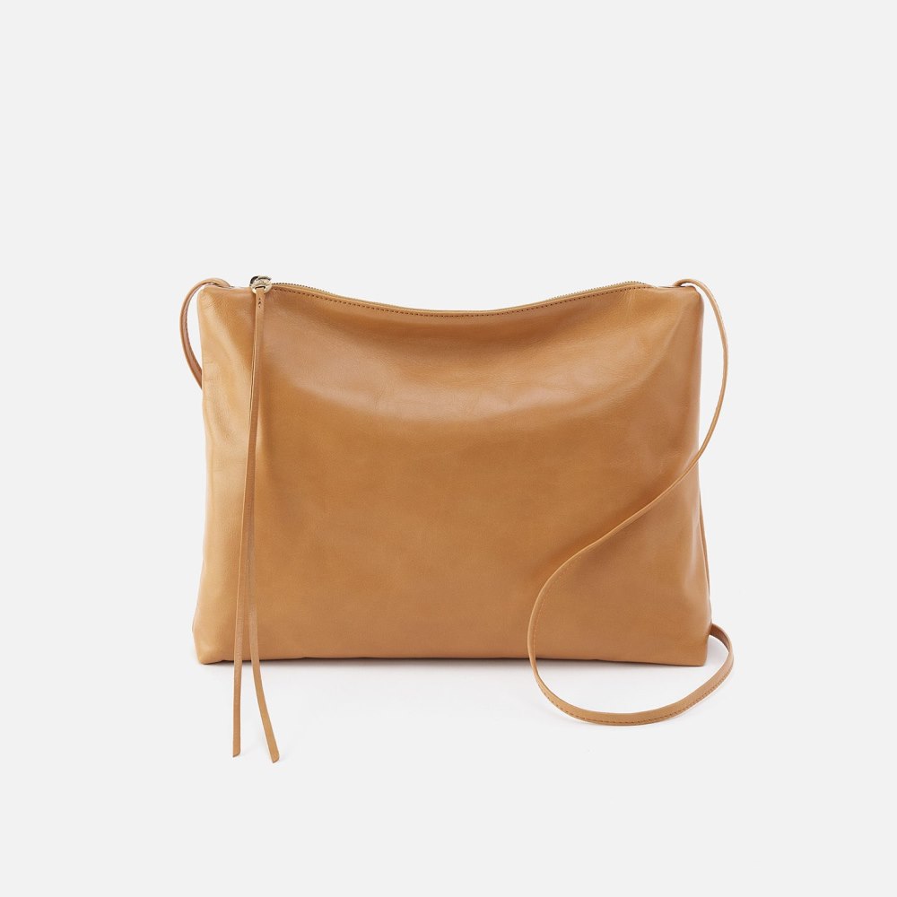 Hobo | Ziggy Crossbody in Polished Leather - Desert - Click Image to Close