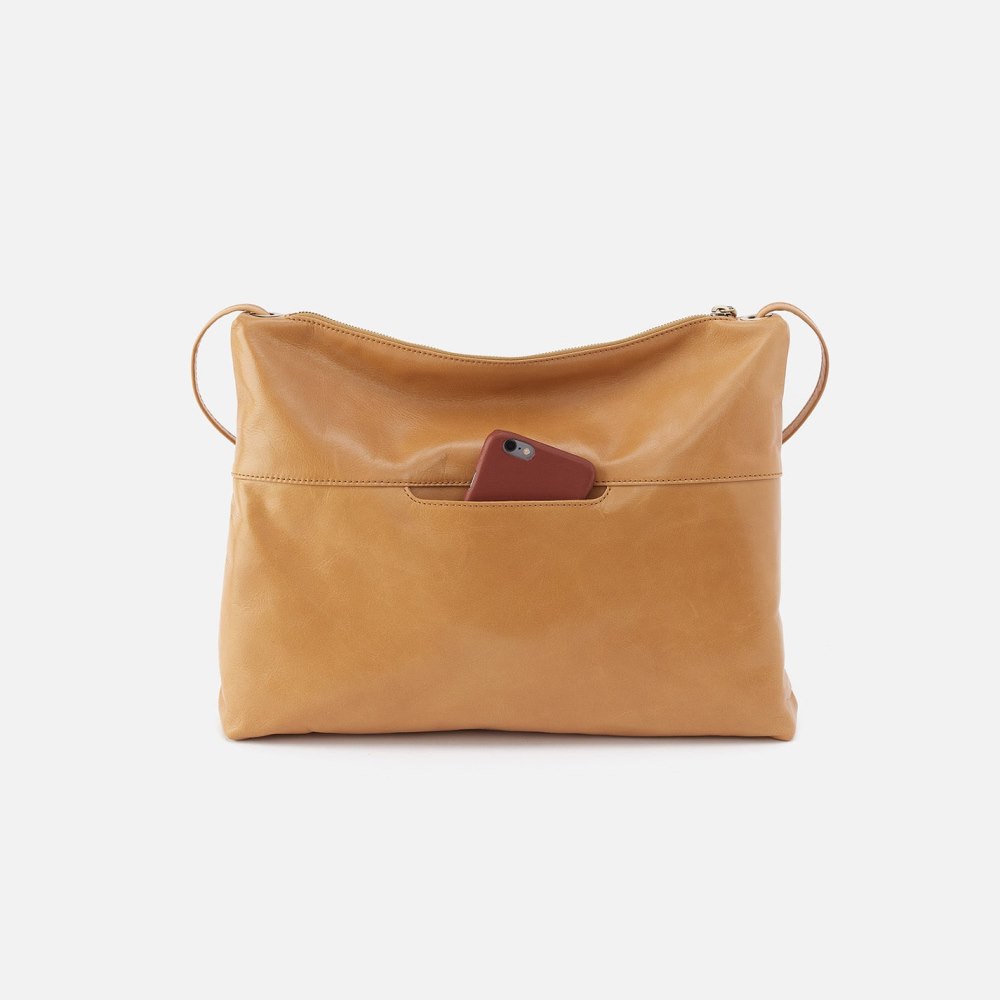 Hobo | Ziggy Crossbody in Polished Leather - Desert