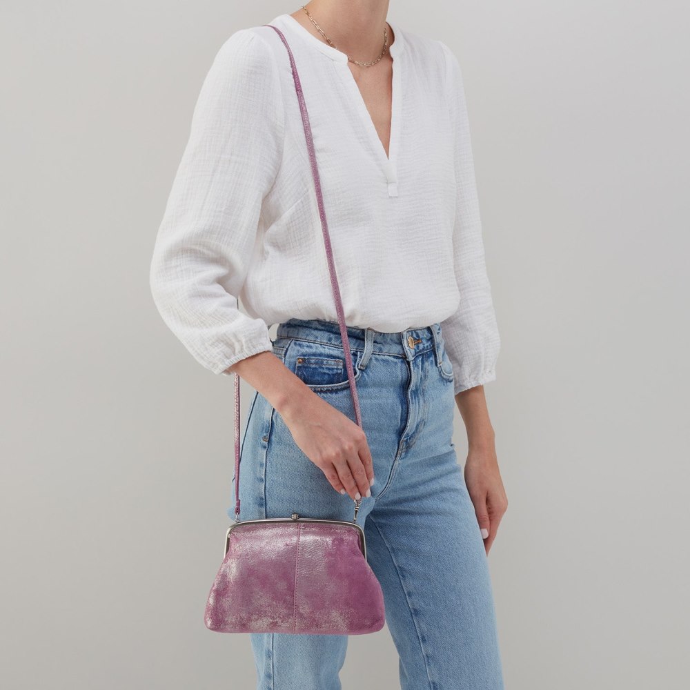 Hobo | Lana Crossbody in Metallic Leather - Violet Metallic