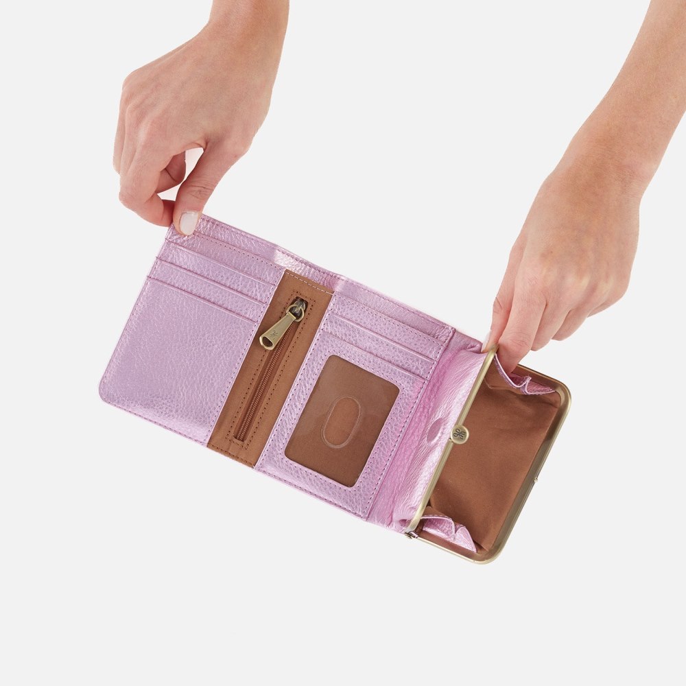 Hobo | Robin Compact Wallet in Metallic Leather - Pink Metallic