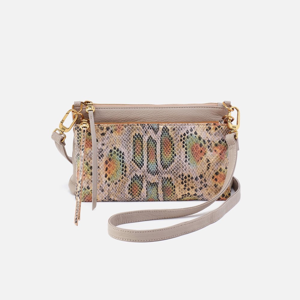 Hobo | Darcy Double Crossbody in Pebbled Leather - Taupe - Click Image to Close