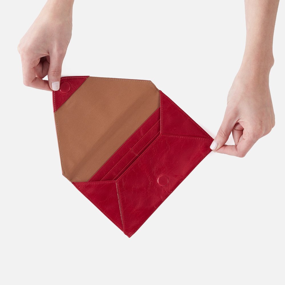 Hobo | Envelope Continental Wallet in Polished Leather - Claret