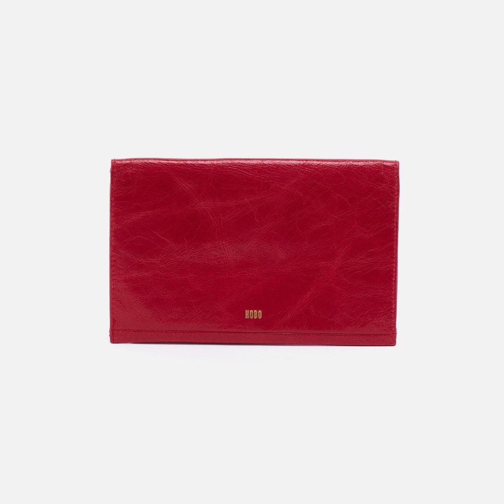 Hobo | Envelope Continental Wallet in Polished Leather - Claret