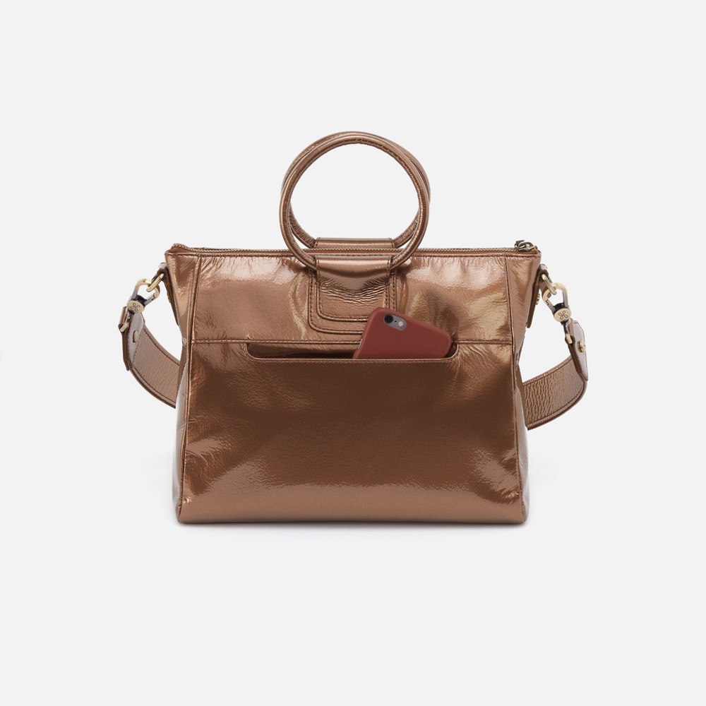 Hobo | Sheila Medium Satchel in Patent Leather - Bronze