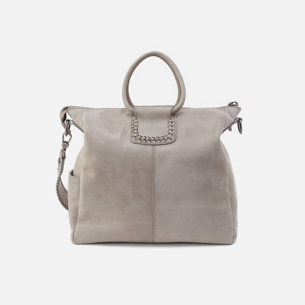 Hobo | Sheila Large Satchel in Metallic Leather - Granite Grey